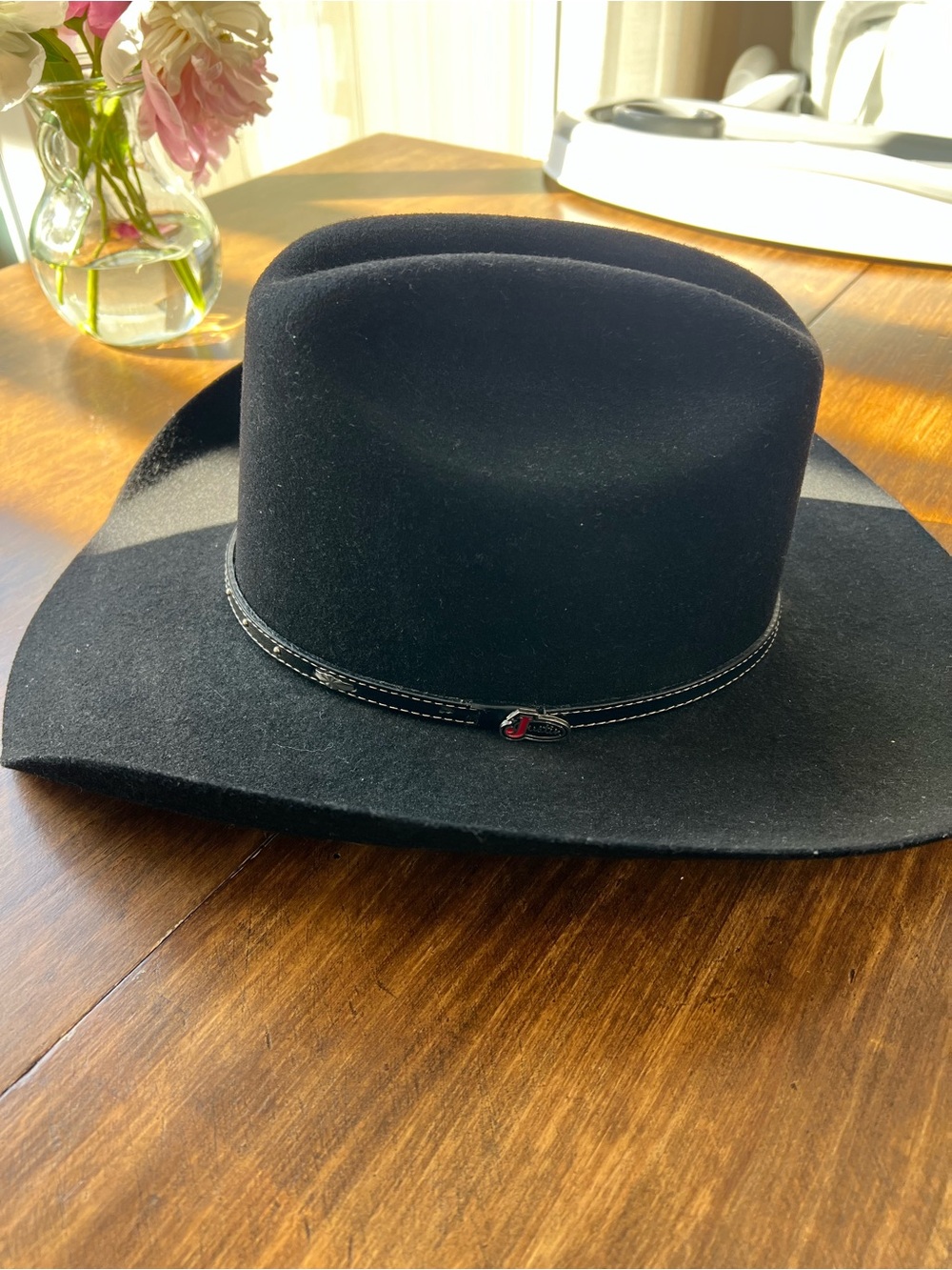 Black Wide-Brim Felt Justin Hat